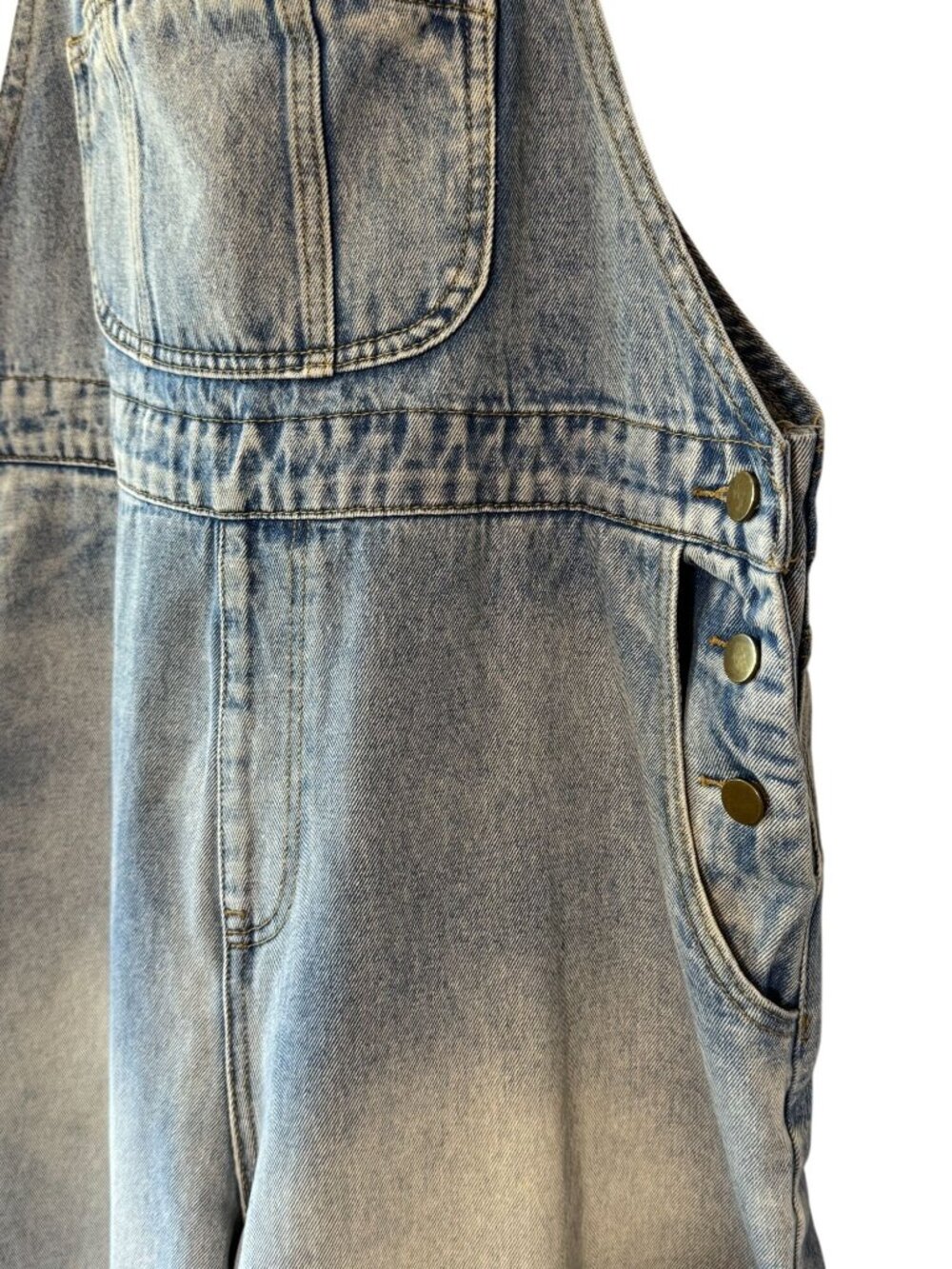 Cider Denim Overalls Women's Size 0XL Light Wash Wide Leg Cargo Pocket Bib - Picture 6 of 12